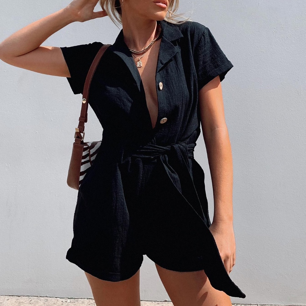 Princess Polly Women Ashens Romper in Black Size US 6